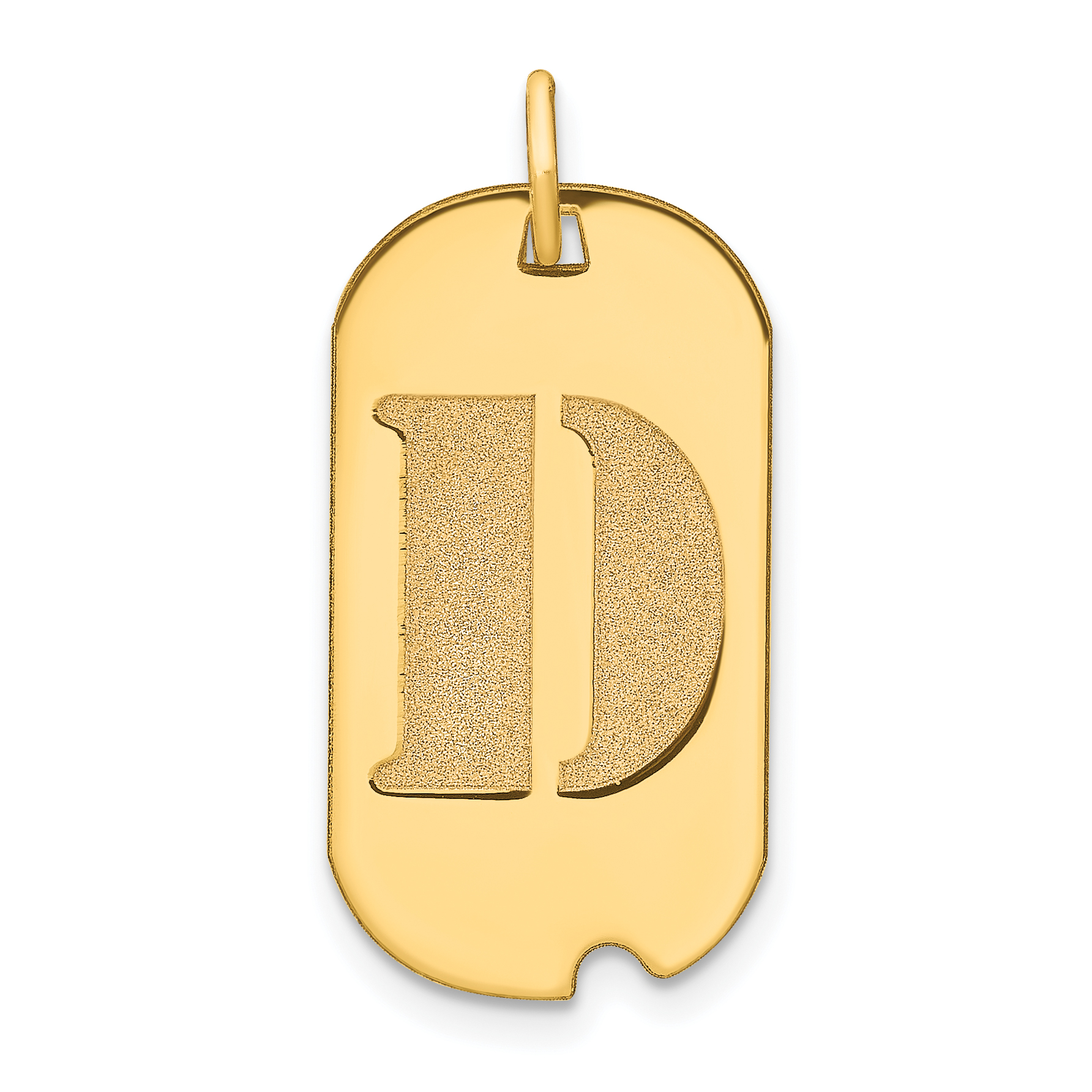 14k Polished Letter D Initial Dog Tag Pendant (YC1439D)