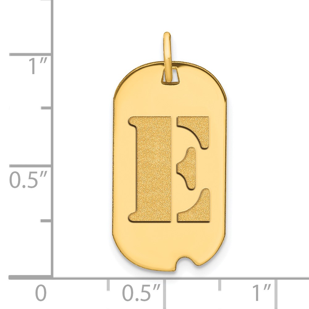 14k Polished Letter E Initial Dog Tag Pendant (YC1439E)