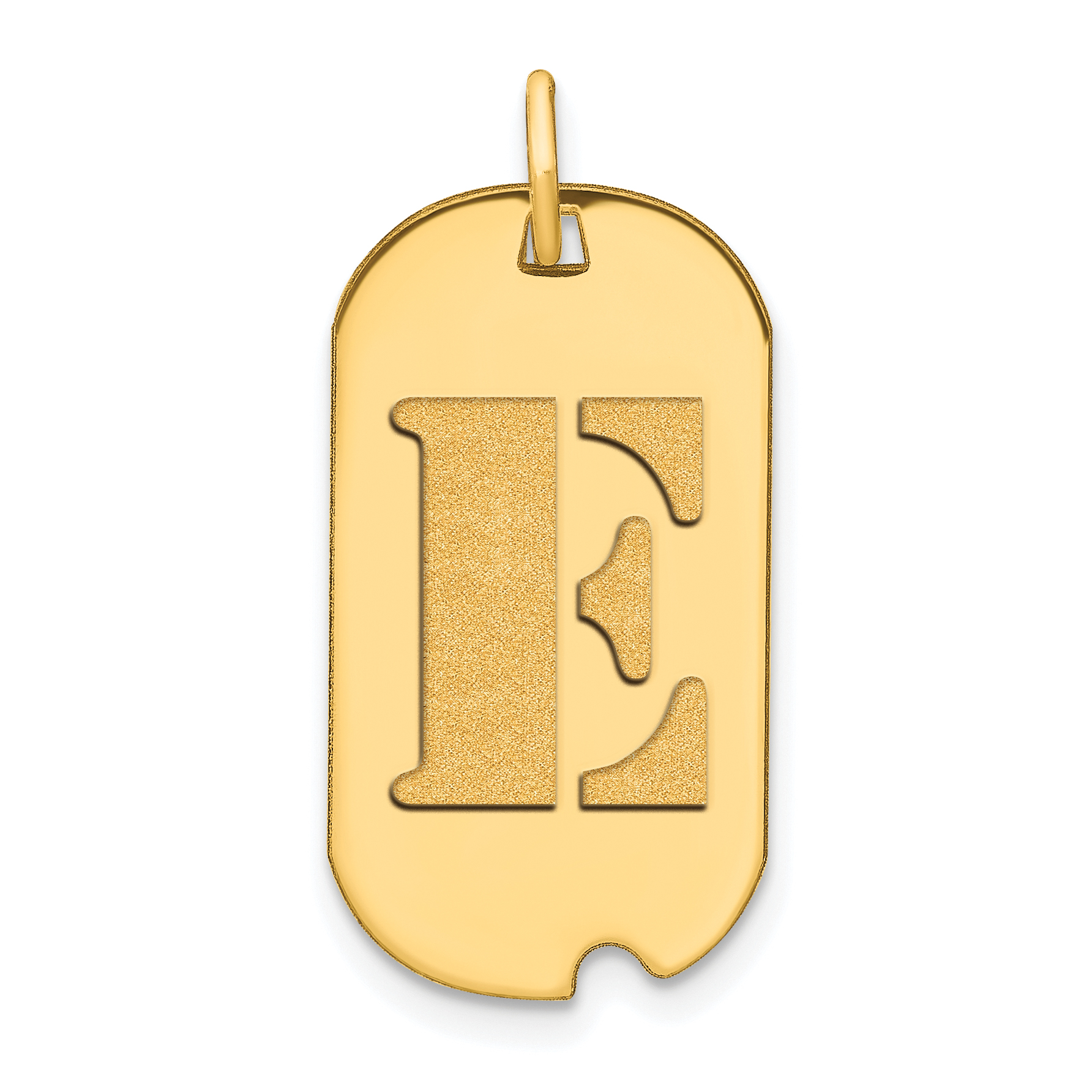14k Polished Letter E Initial Dog Tag Pendant (YC1439E)