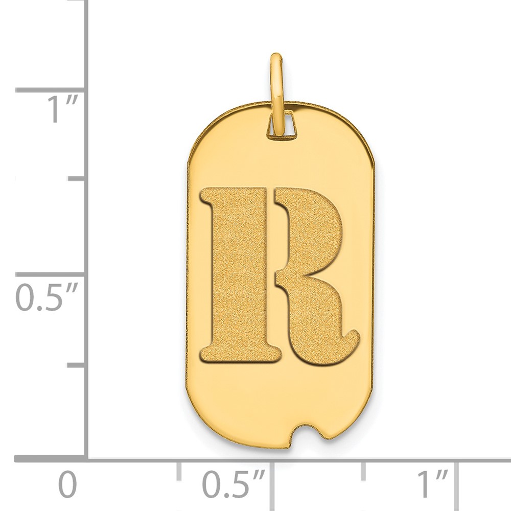 14k Polished Letter R Initial Dog Tag Pendant (YC1439R)