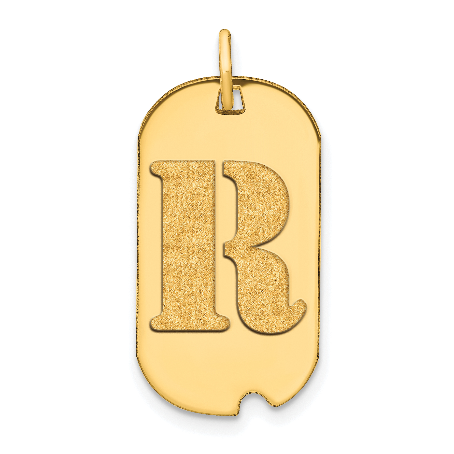 14k Polished Letter R Initial Dog Tag Pendant (YC1439R)