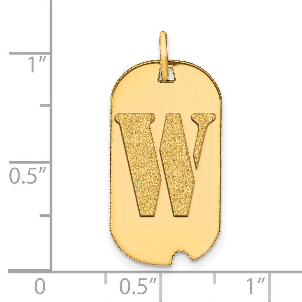 14k Polished Letter W Initial Dog Tag Pendant (YC1439W)