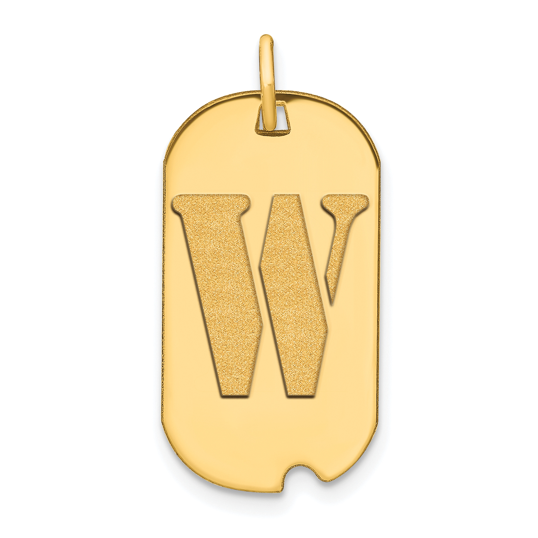 14k Polished Letter W Initial Dog Tag Pendant (YC1439W)
