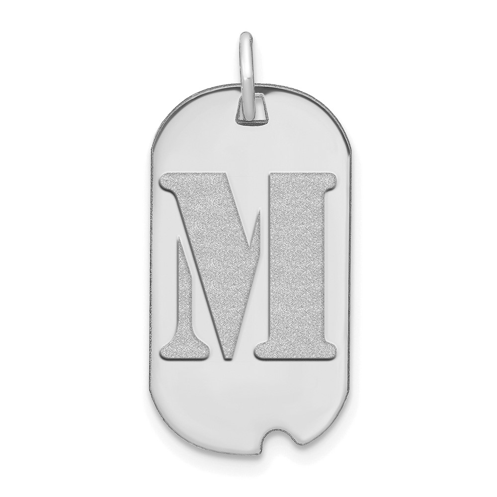 14kw Polished Letter M Initial Dog Tag Pendant