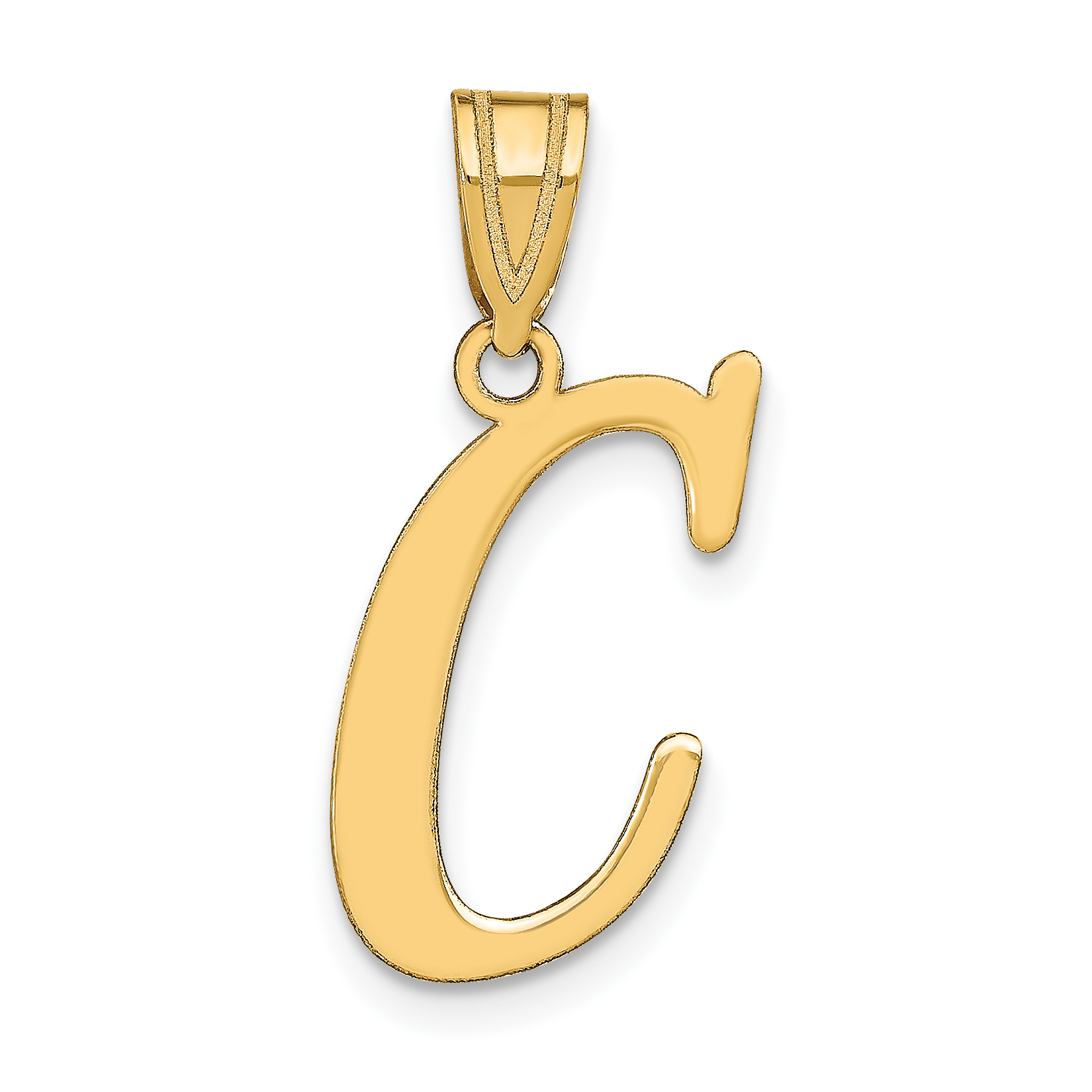 14k Polished Letter C Initial Pendant (YC1440C)