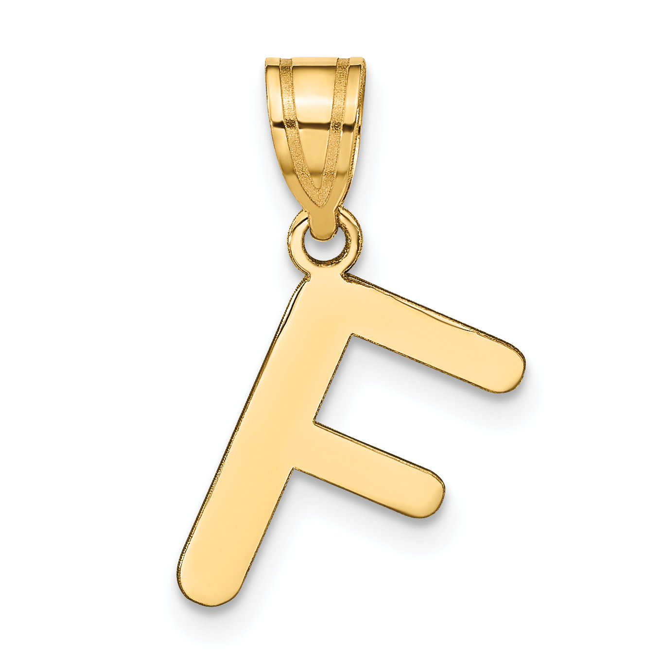 14k Polished Bubble Letter F Initial Pendant (YC1441F)