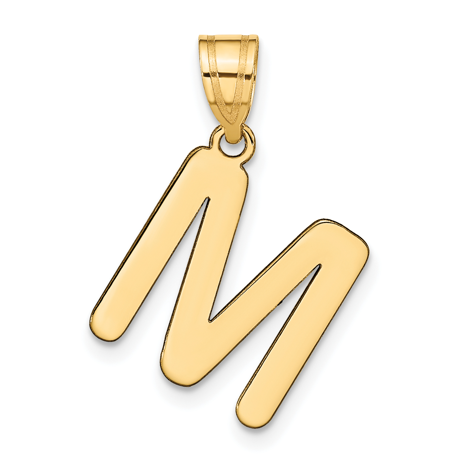 14k Polished Bubble Letter M Initial Pendant (YC1441M)