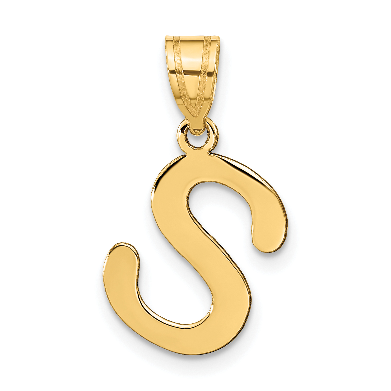 14k Polished Bubble Letter S Initial Pendant (YC1441S)
