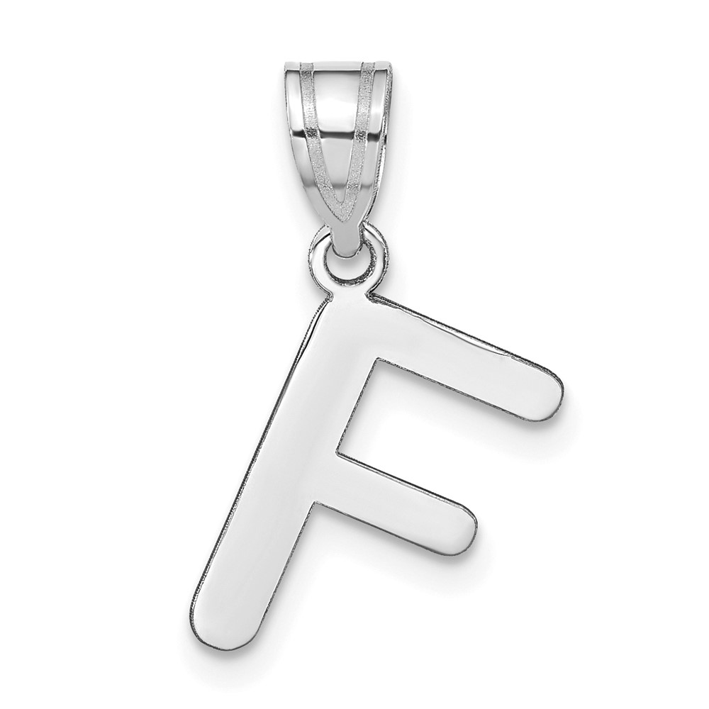 14kw Polished Bubble Letter F Initial Pendant