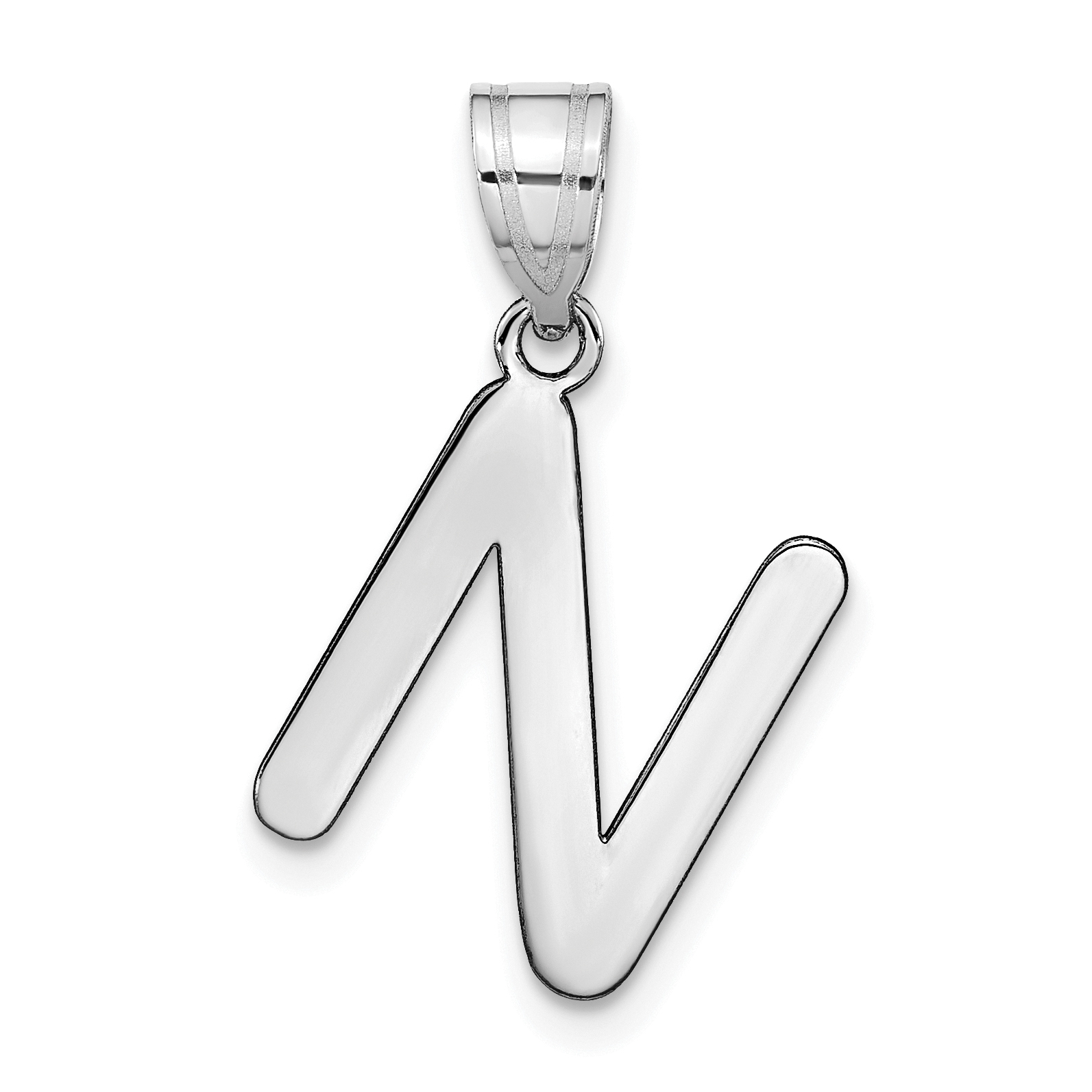 14kw Polished Bubble Letter N Initial Pendant (YC1441WN)