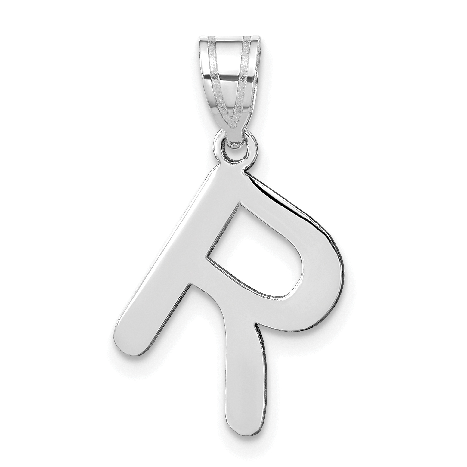14kw Polished Bubble Letter R Initial Pendant (YC1441WR)