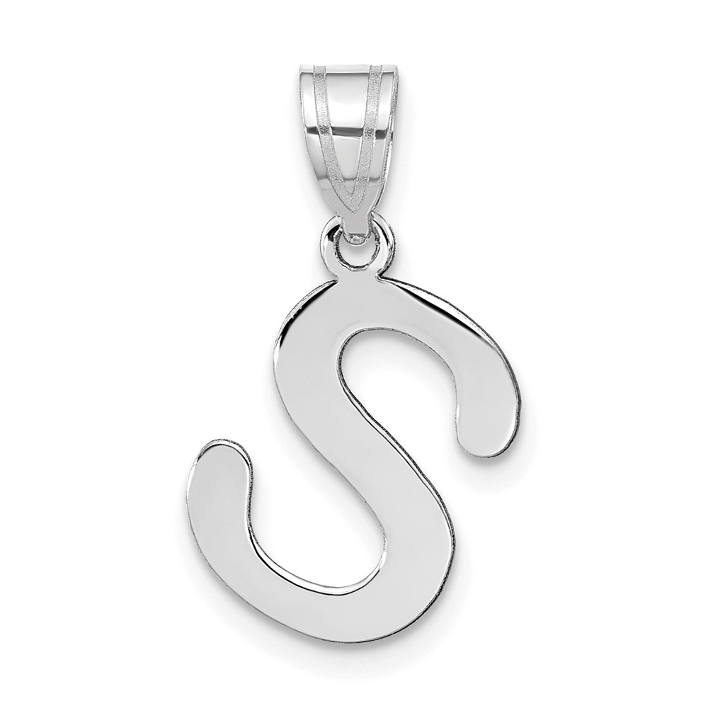 14kw Polished Bubble Letter S Initial Pendant