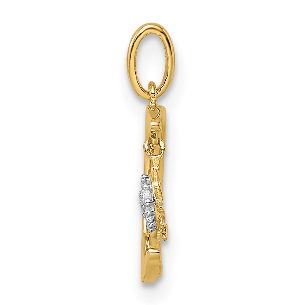 14k CZ Diamond-cut Moon and Star Pendant (YC1465)