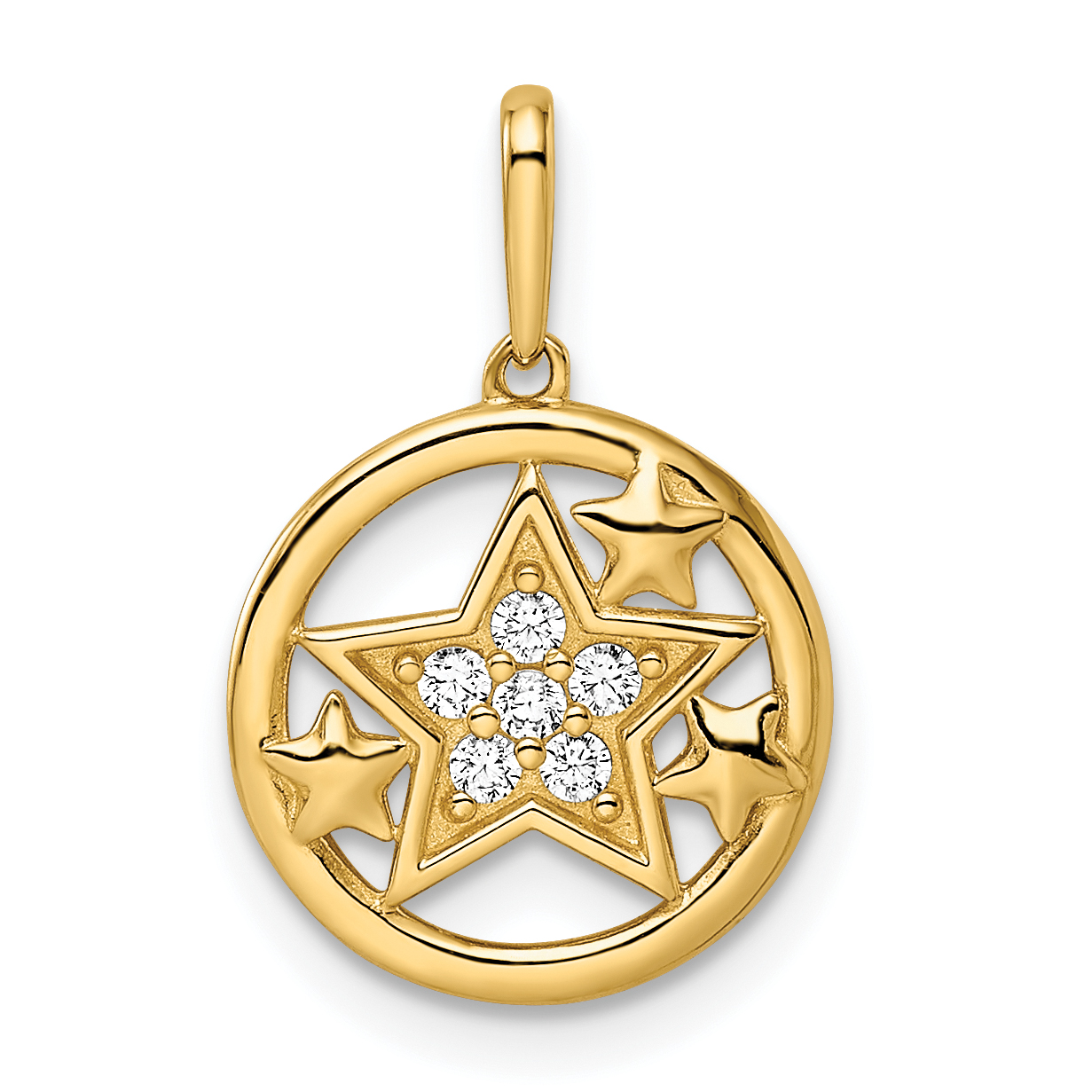14k CZ Stars Circular Pendant (YC1470)