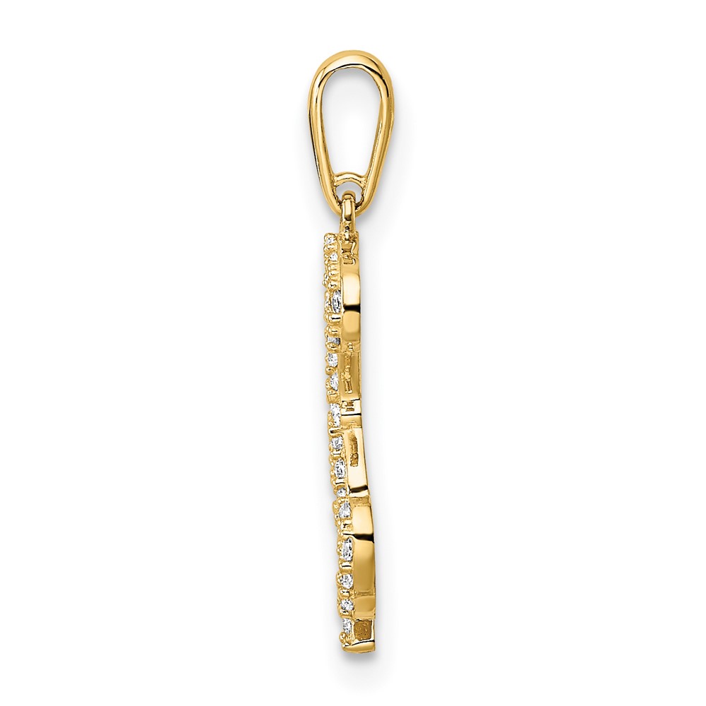 14K Polished CZ Puppy Sitting Outline Pendant (YC1472)