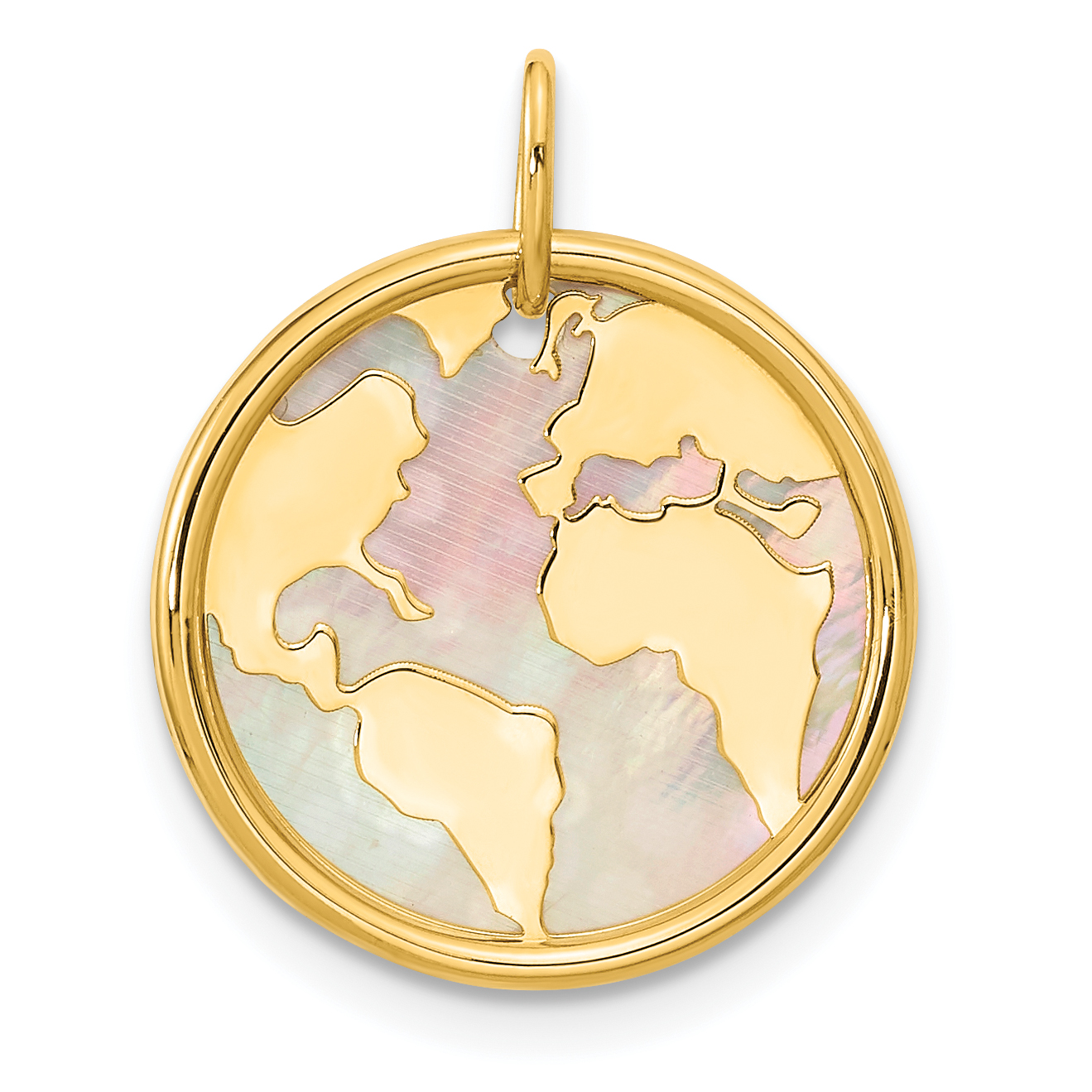 14K Polished Mother of Pearl Earth Pendant (YC1476)