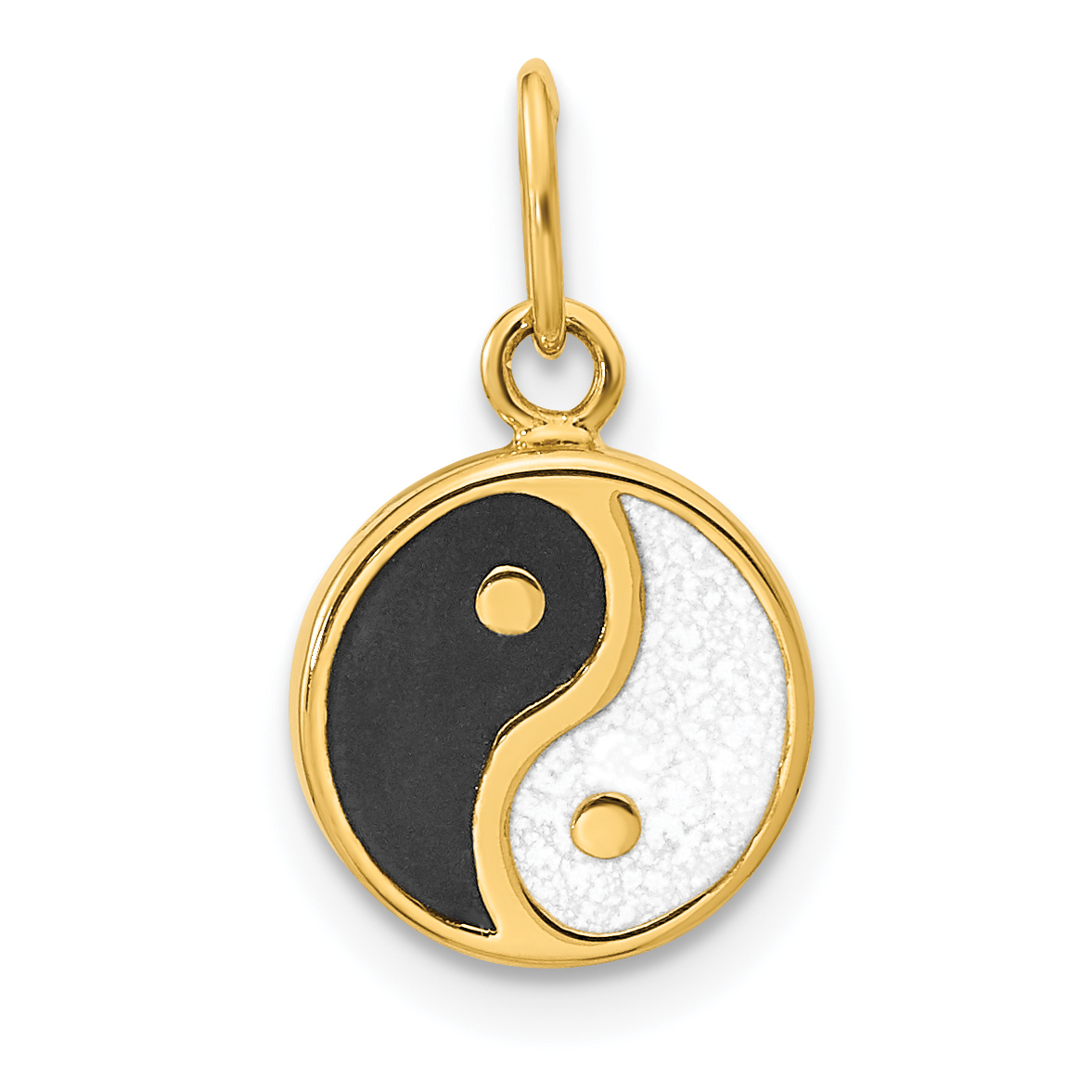 14K Polished Black/White Enamel Yin and Yang Pendant (YC1477)