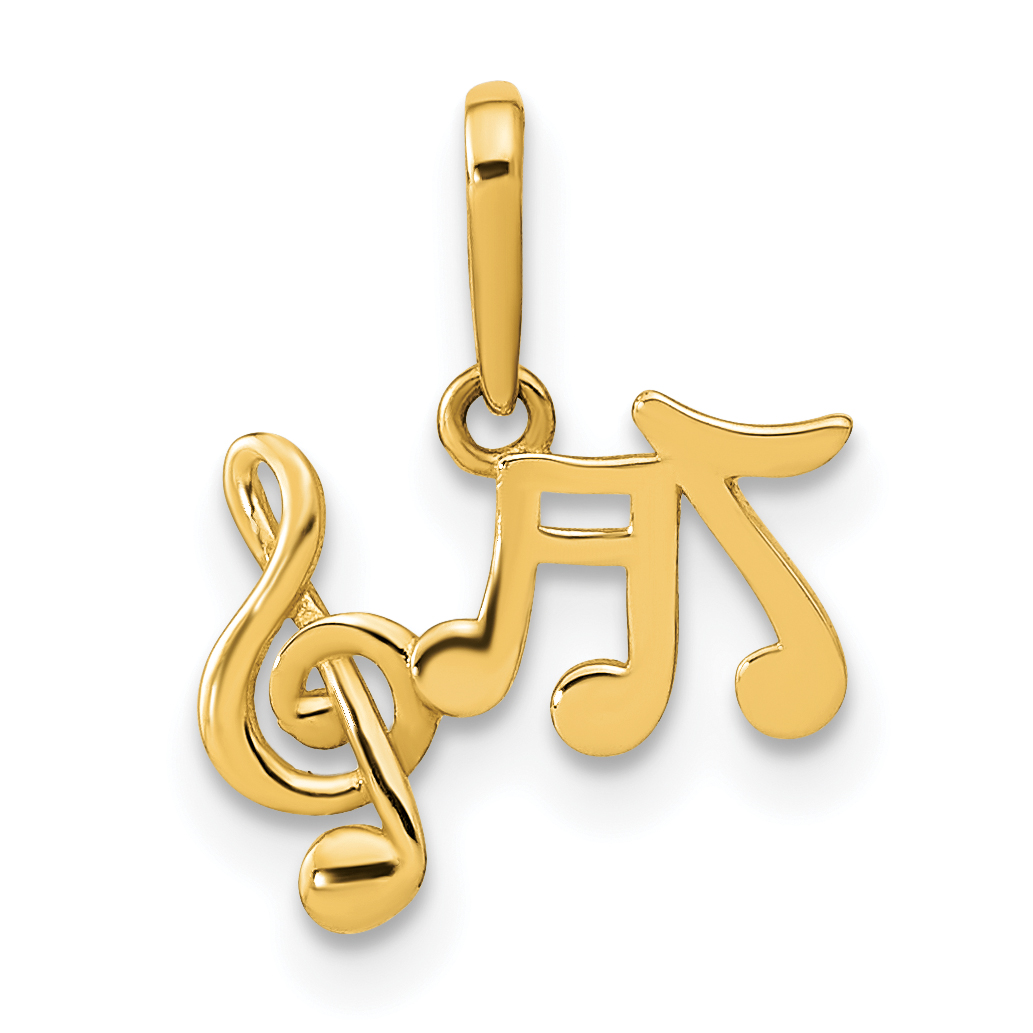 14K Polished Music Notes Pendant (YC1480)