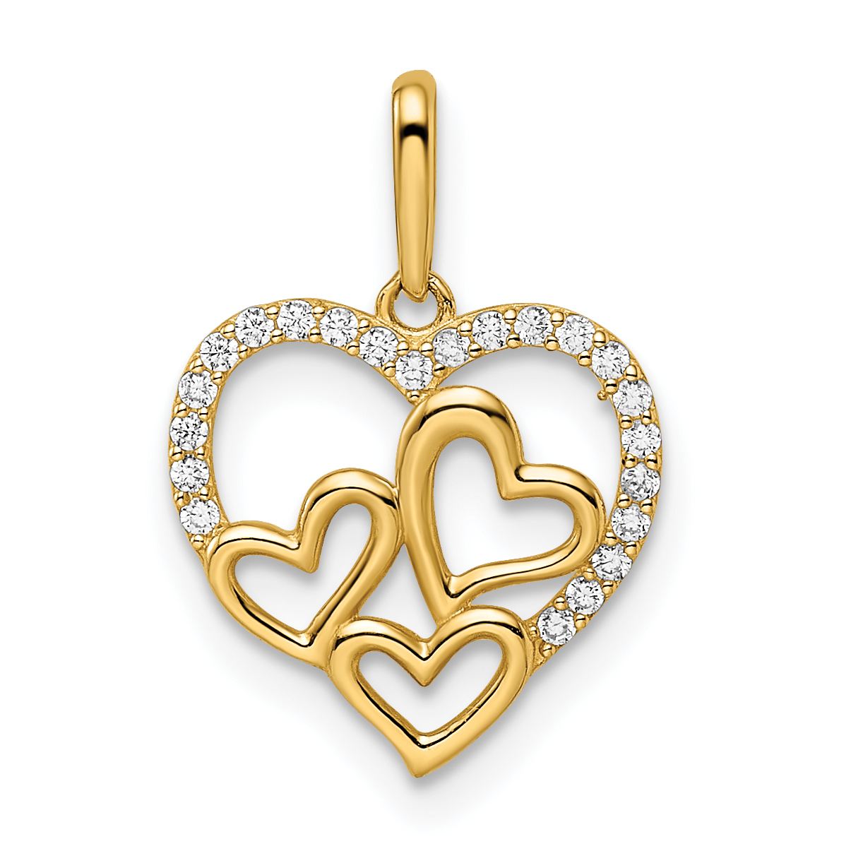 14k CZ Hearts Pendant (YC1483)