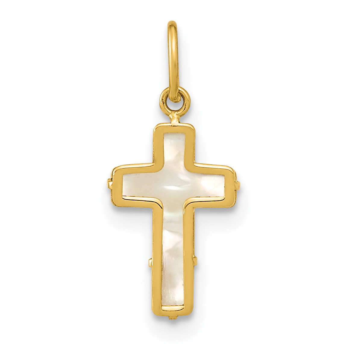 14K Polished Mother of Pearl Cross Pendant (YC1494)