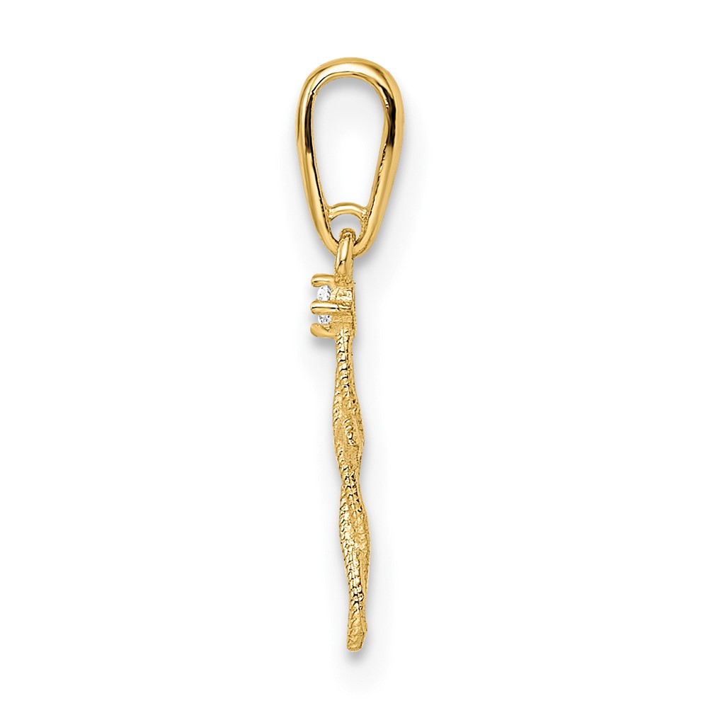 14k CZ Textured Cross Pendant (YC1499)