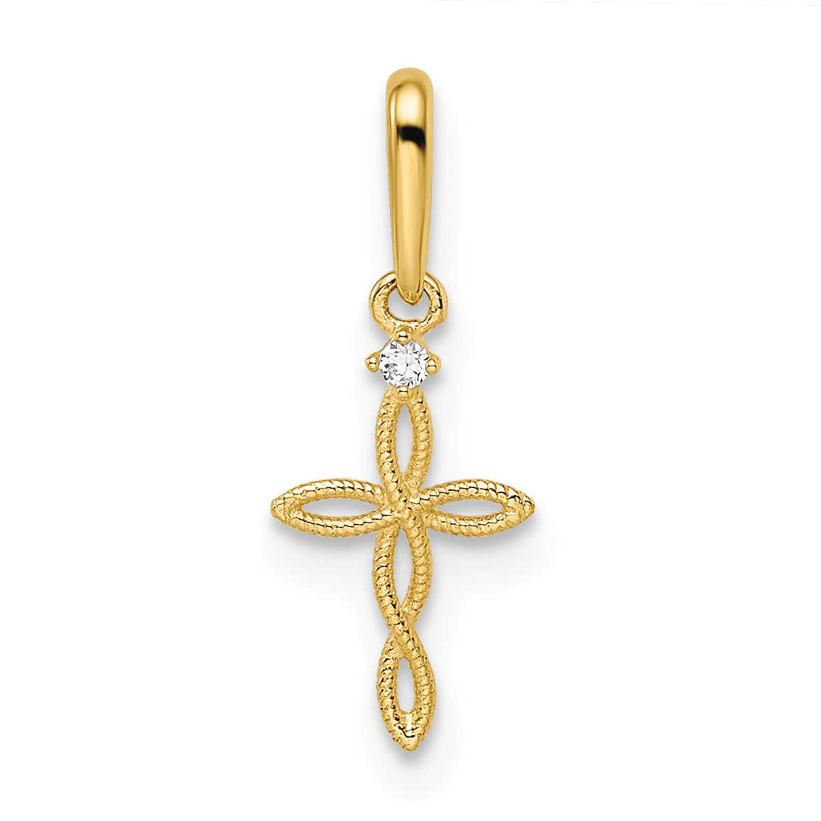 14k CZ Textured Cross Pendant (YC1499)