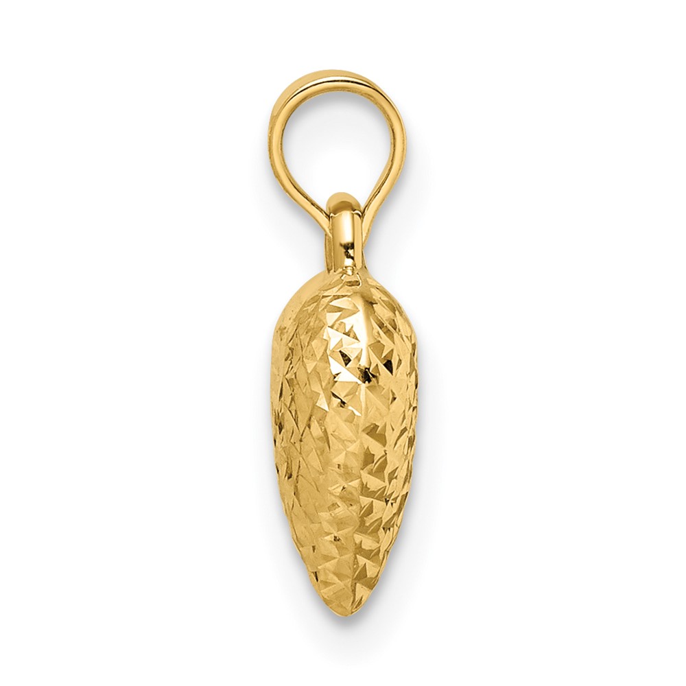 14k Polished Diamond-cut Medium Puffed Heart Pendant (YC1504)