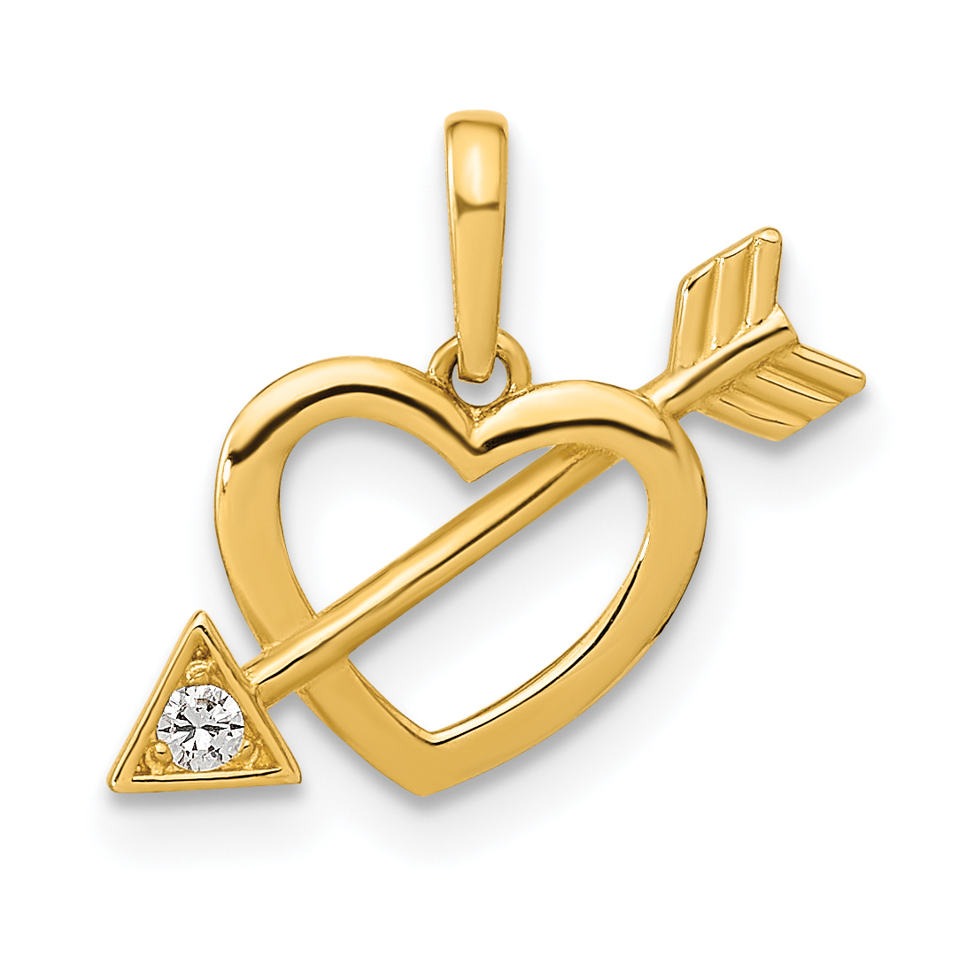 14K Polished Cut out Heart with Arrow CZ Pendant (YC1518)