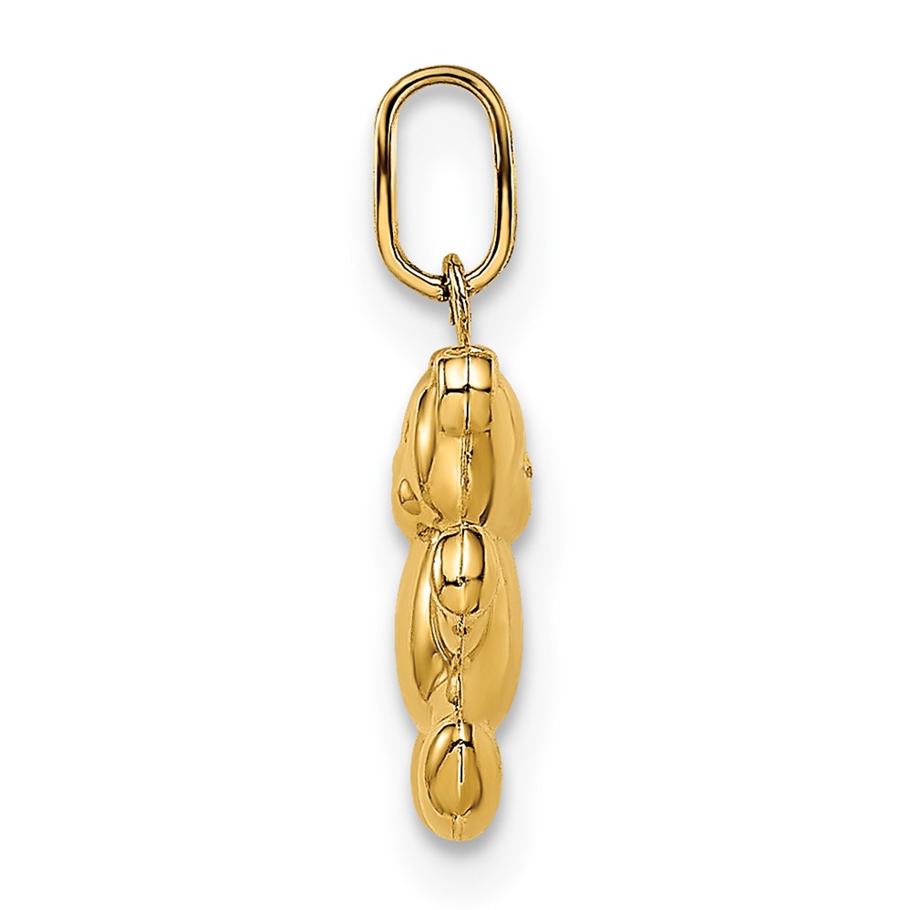 14k Polished Puffed Teddy Bear Pendant (YC1524)