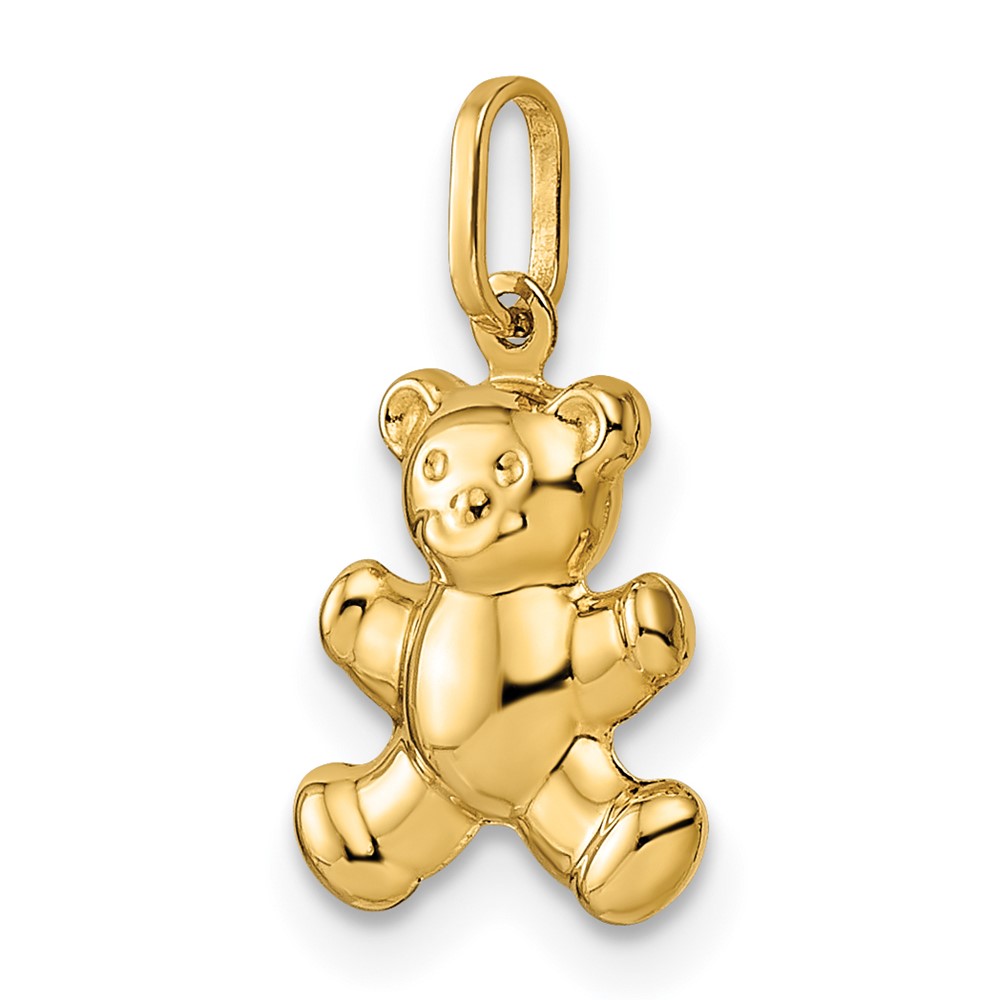 14k Polished Puffed Teddy Bear Pendant (YC1524)