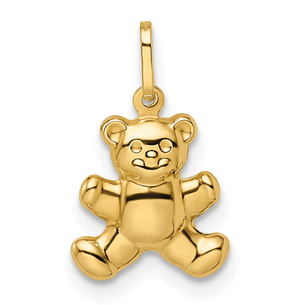 14k Polished Puffed Teddy Bear Pendant (YC1524)