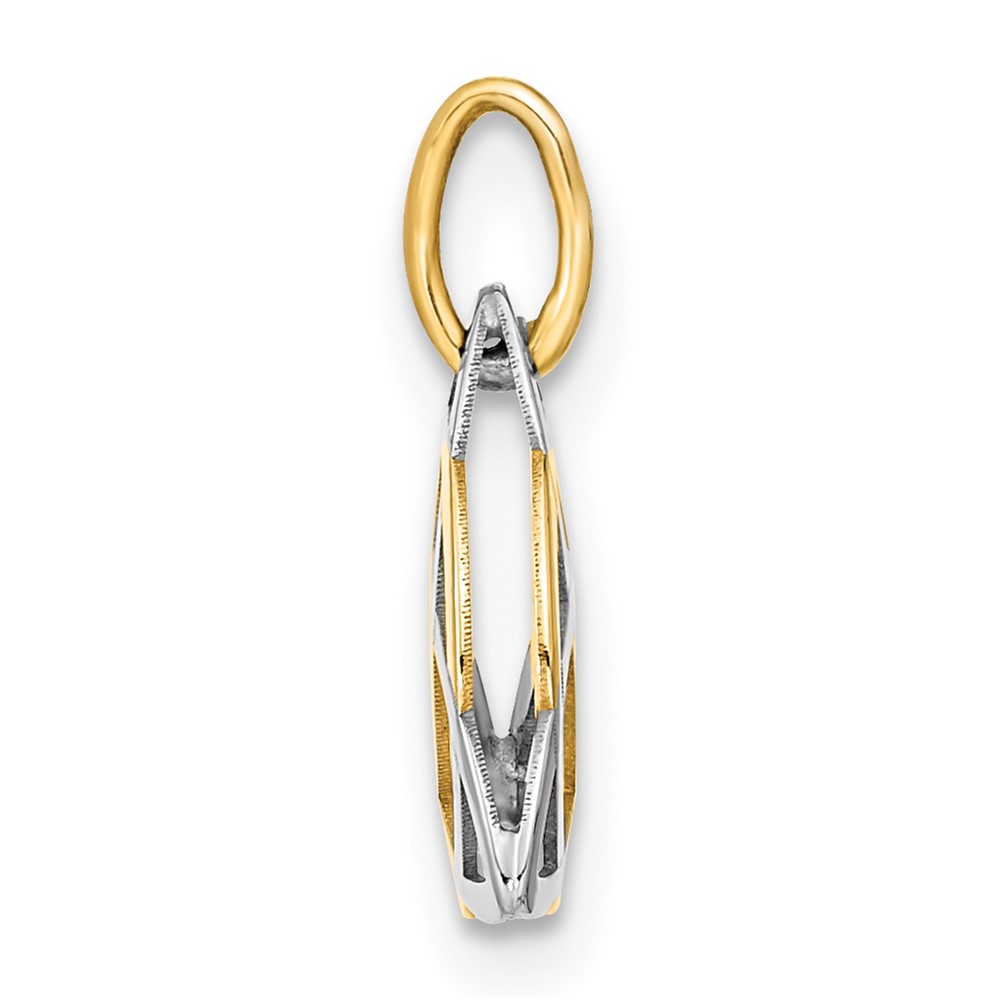 14K Gold with White Rhodium Polished Celtic Pendant (YC1525)