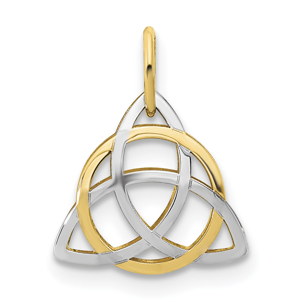 14K Gold with White Rhodium Polished Celtic Pendant (YC1525)