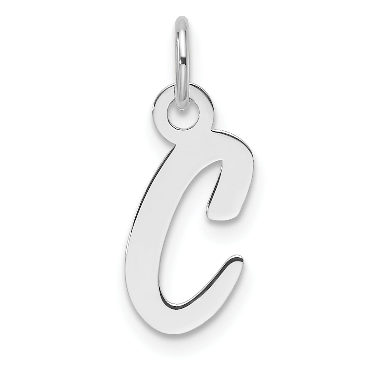14k White Gold  Slanted Block Letter C Initial Charm (YC1526C)