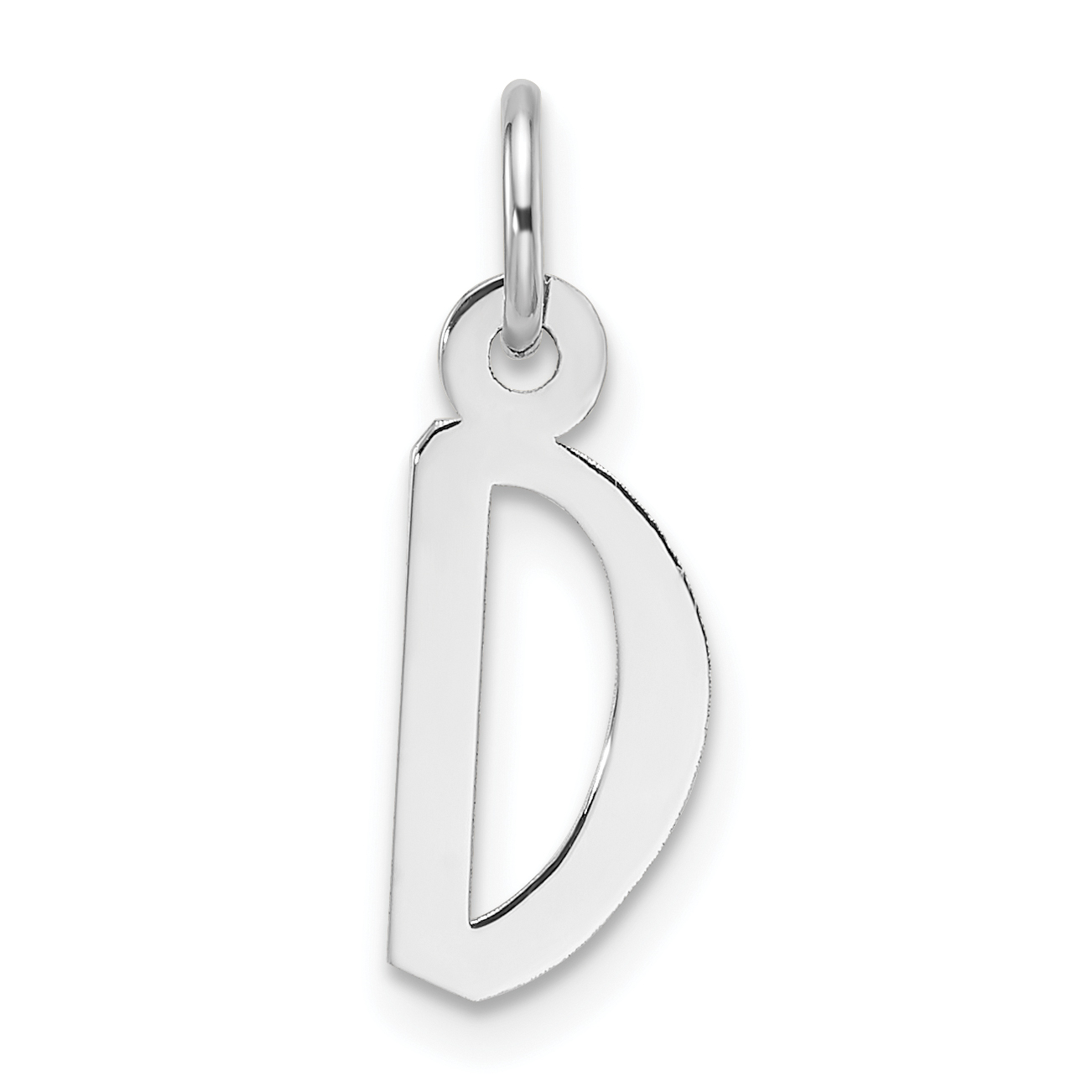 14k White Gold  Slanted Block Letter D Initial Charm (YC1526D)