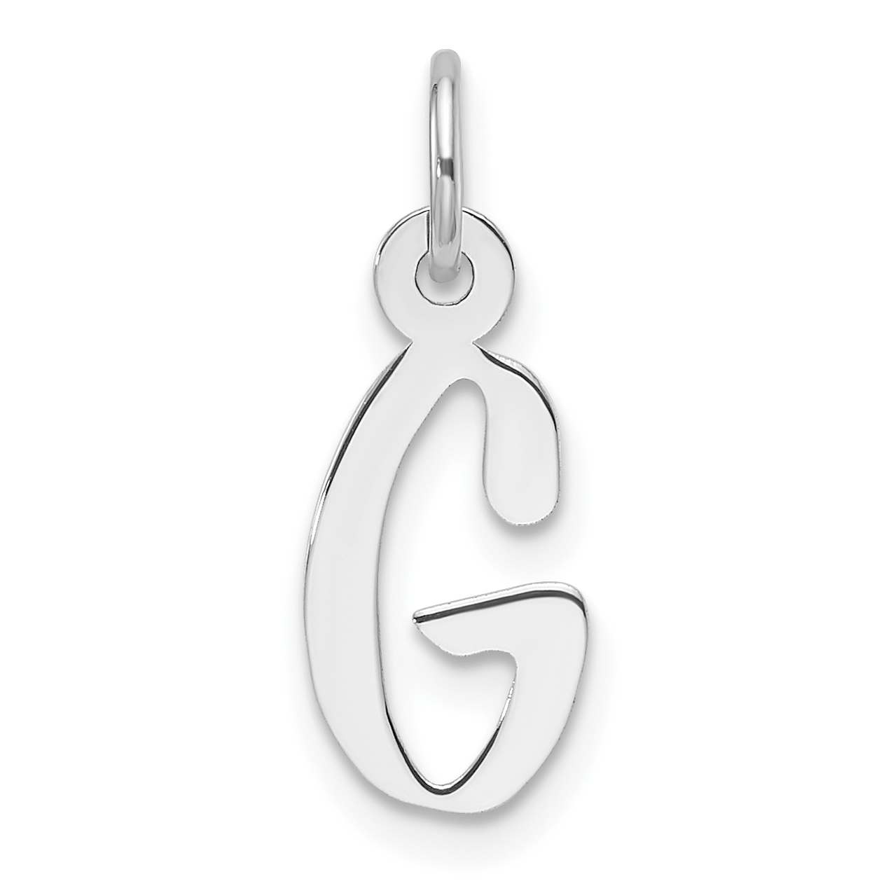 14K White Gold  Slanted Block Letter G Initial Charm (YC1526G)