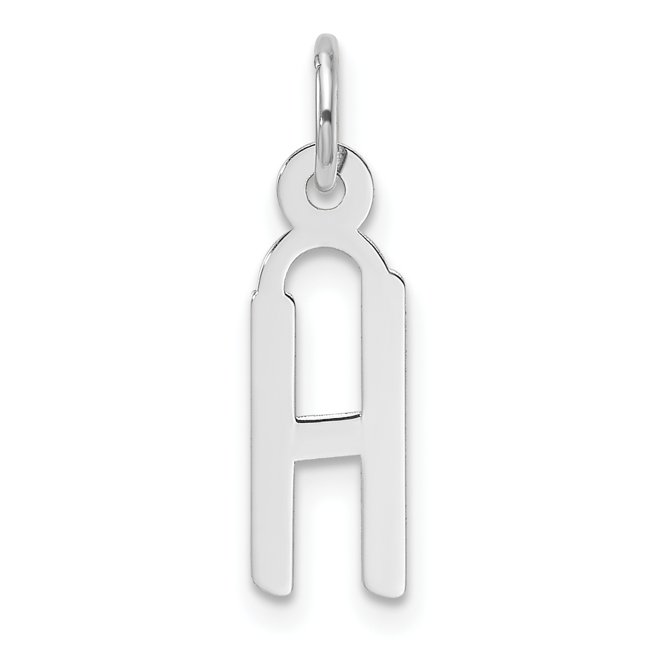 14K White Gold  Slanted Block Letter H Initial Charm (YC1526H)