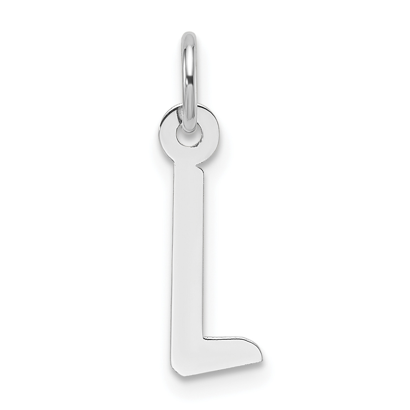 14K White Gold  Slanted Block Letter L Initial Charm (YC1526L)