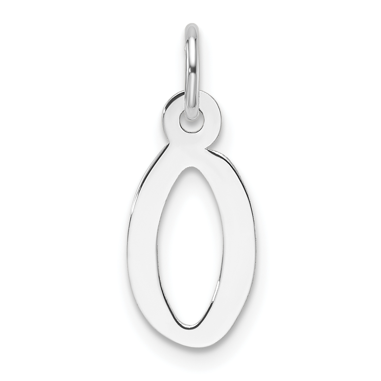 14K White Gold  Slanted Block Letter O Initial Charm (YC1526O)