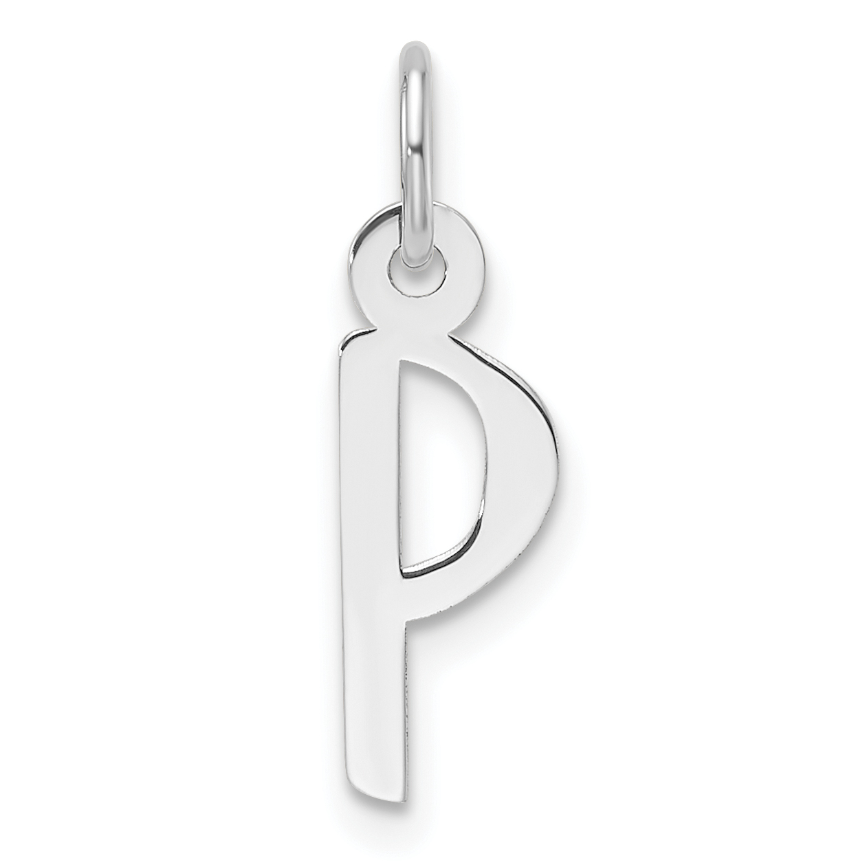 14K White Gold  Slanted Block Letter P Initial Charm (YC1526P)