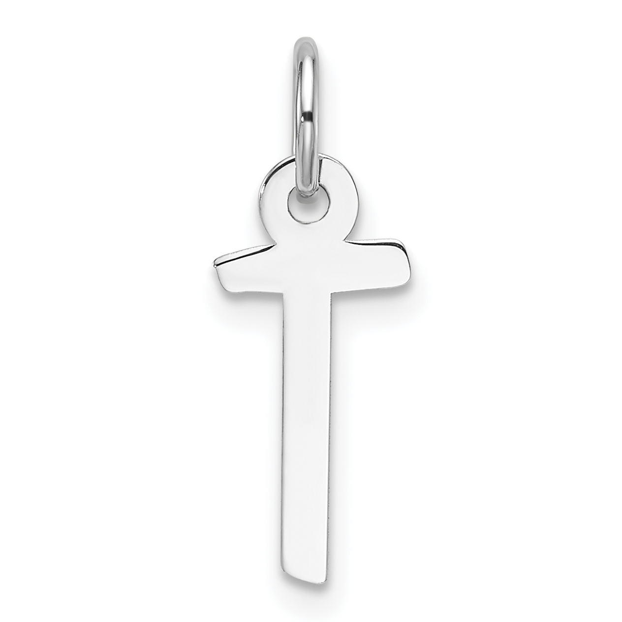 14K White Gold  Slanted Block Letter T Initial Charm (YC1526T)
