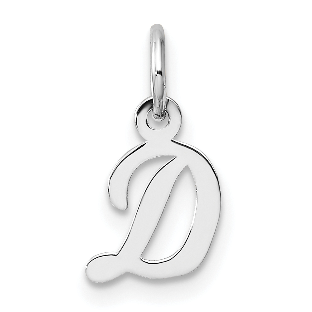 14k White Gold Small Script Letter D Initial Charm (YC1527D)