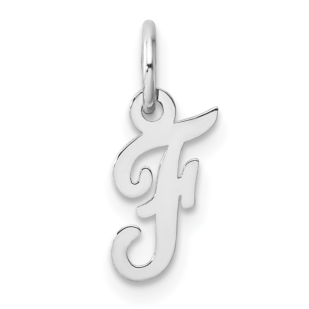 14k White Gold Small Script Letter F Initial Charm (YC1527F)