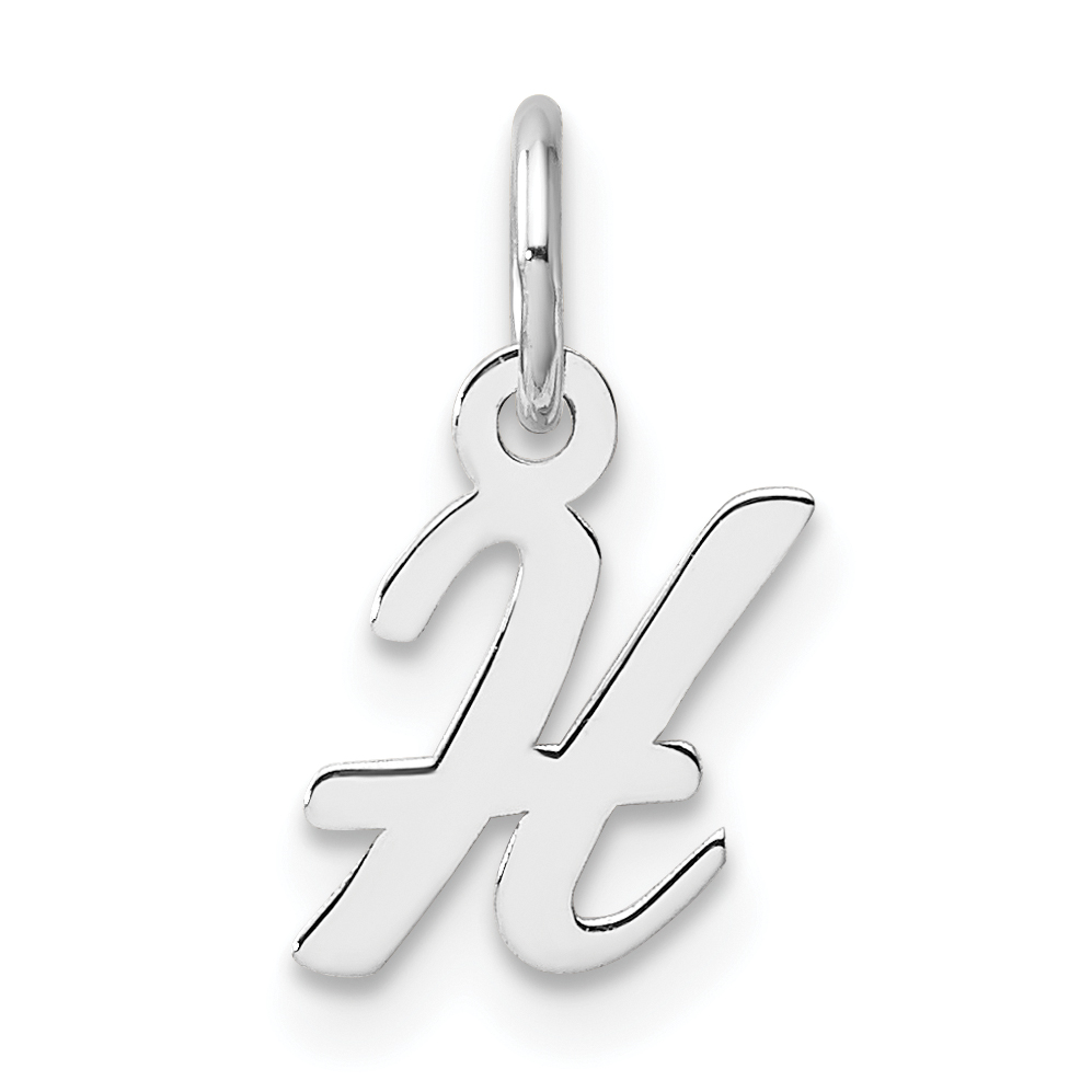 14k White Gold Small Script Letter H Initial Charm (YC1527H)