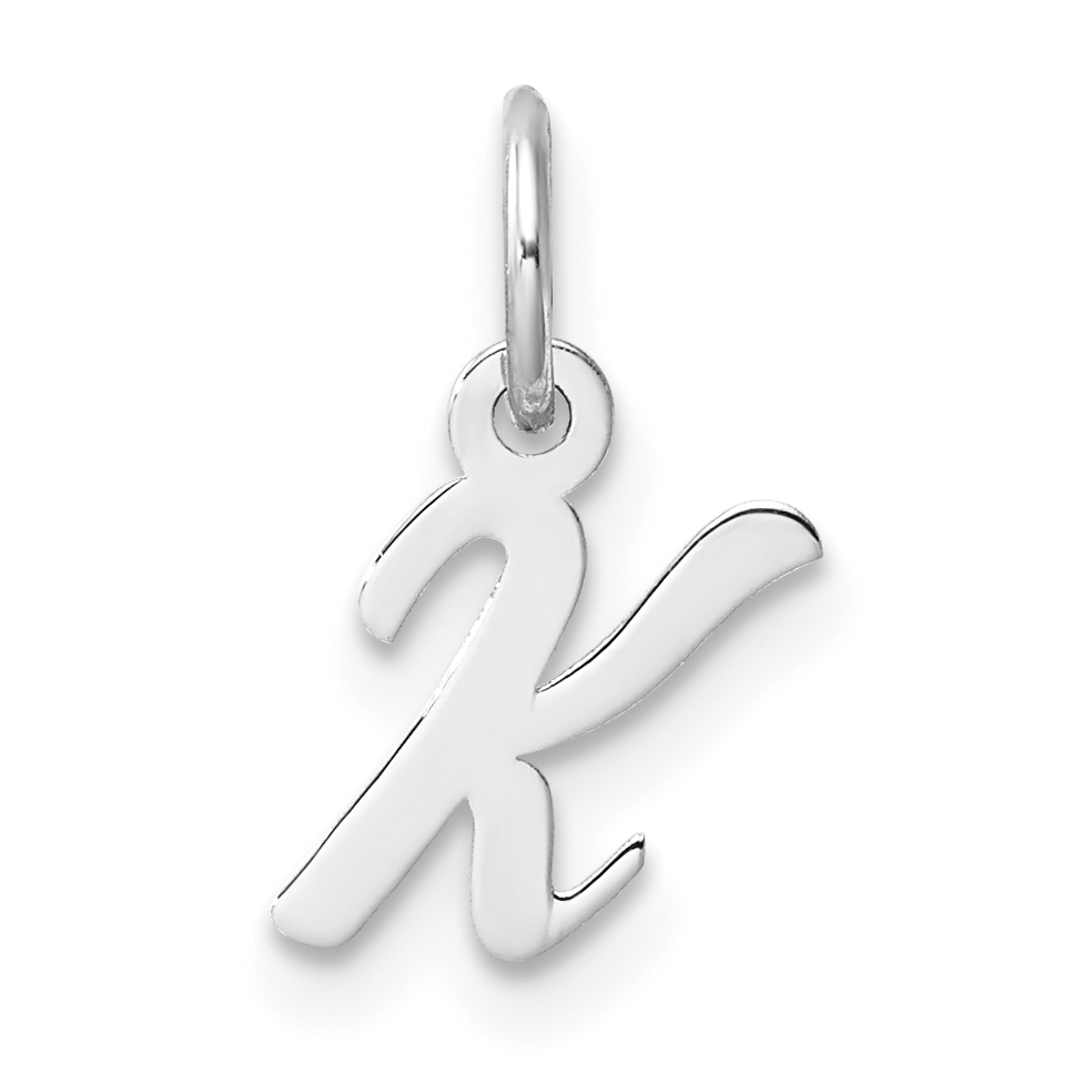 14k White Gold Small Script Letter K Initial Charm (YC1527K)