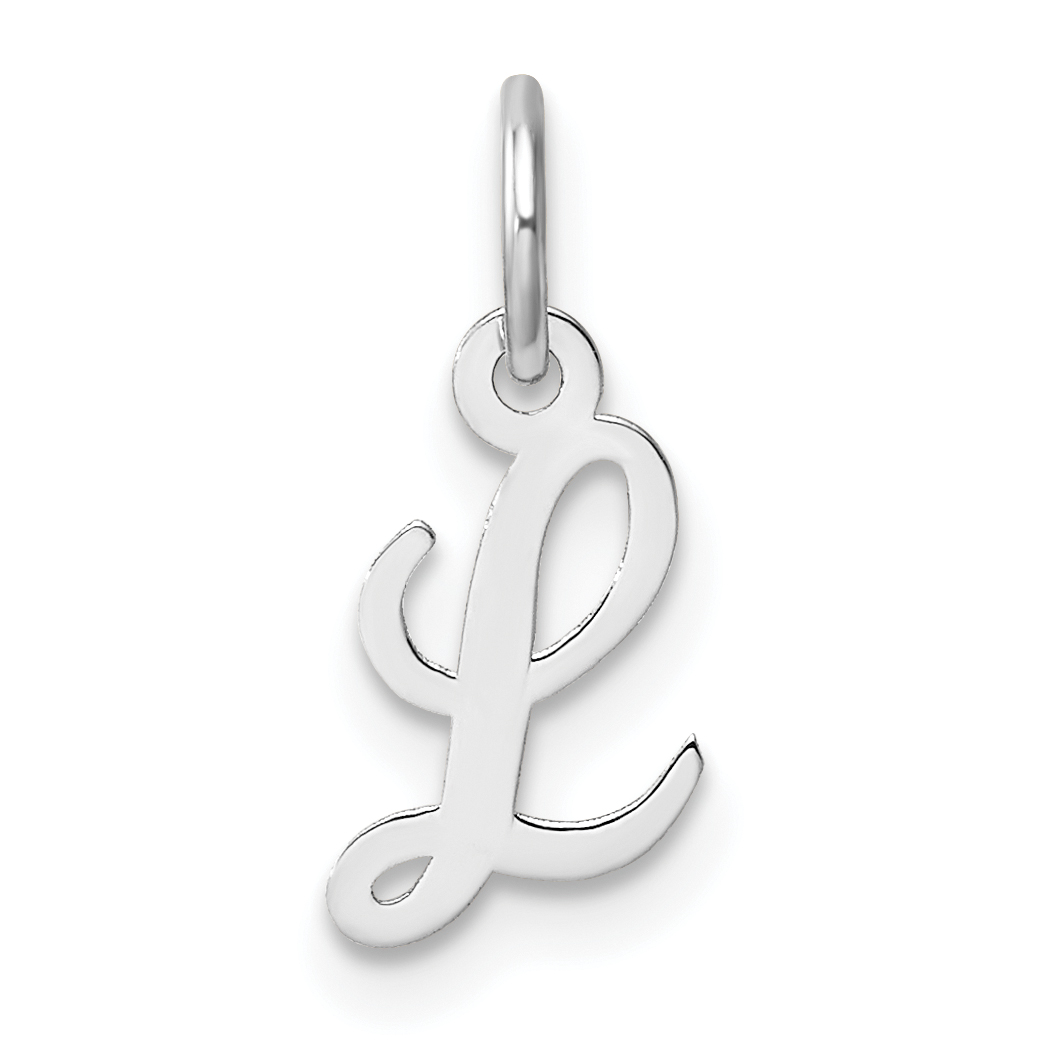 14k White Gold Small Script Letter L Initial Charm (YC1527L)