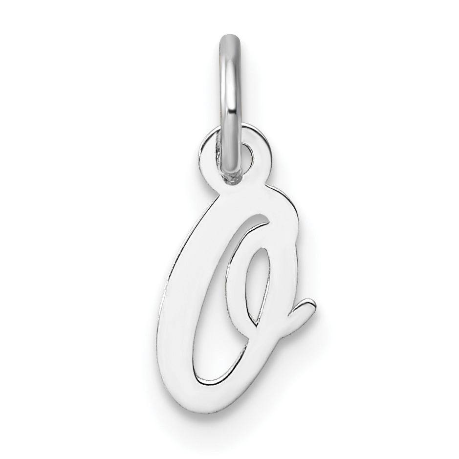 14k White Gold Small Script Letter O Initial Charm (YC1527O)