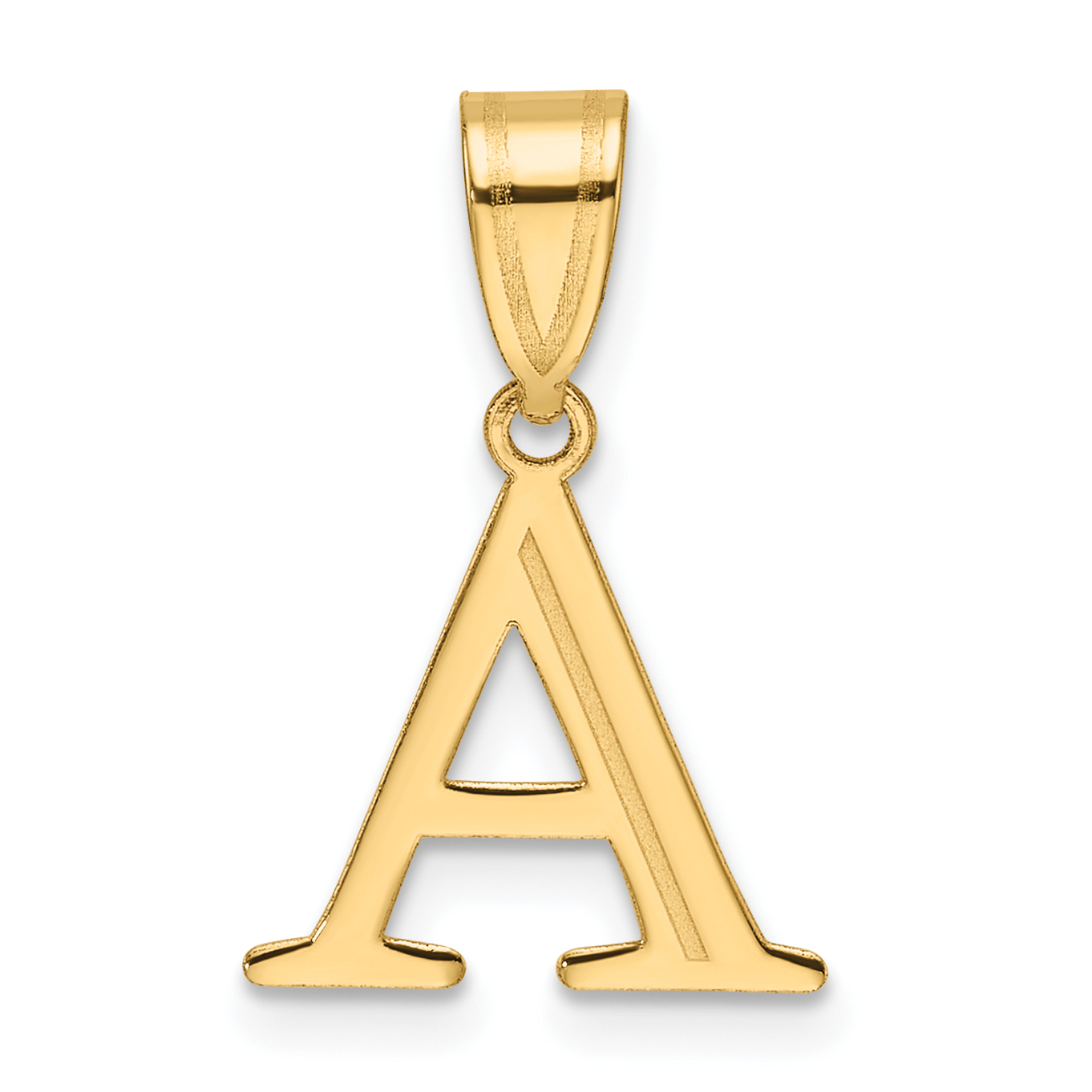14k Polished Etched Letter A Initial Pendant (YC1539A)