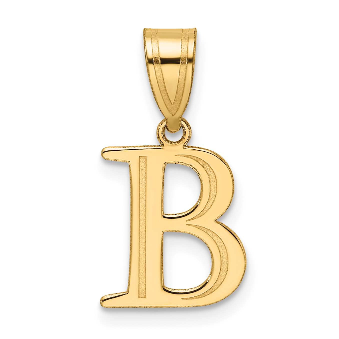 14k Polished Etched Letter B Initial Pendant (YC1539B)