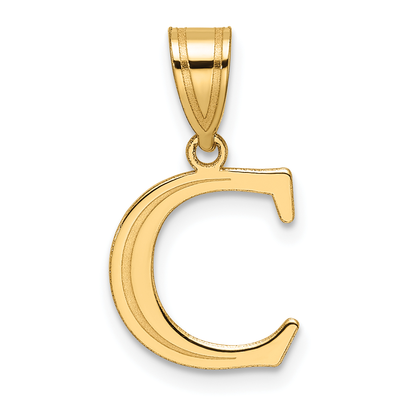 14k Polished Etched Letter C Initial Pendant (YC1539C)